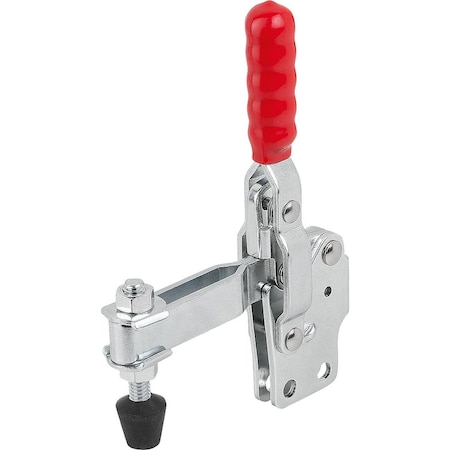 Kipp Toggle Clamp, Vertical Foot, Std, F2=2400, Adj Clamping Spind M08X63, Steel Electro Zinc-Plated, K1246.02400